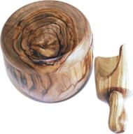 🌿 olive wood salt cellar set with salt spoon - asfour outlet trademark (3 inch each) logo