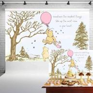🐻 classic winnie the pooh baby shower backdrop: pink balloon pooh and friends birthday banner for girls; ideal for cake table party decorations and background; size: 5x3 ft 61 logo