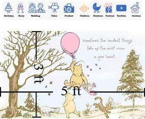 img 1 attached to 🐻 Classic Winnie The Pooh Baby Shower Backdrop: Pink Balloon Pooh and Friends Birthday Banner for Girls; Ideal for Cake Table Party Decorations and Background; Size: 5x3 ft 61