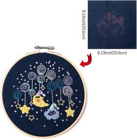 img 1 attached to 🧵 Easy Stamped Embroidery Kit for Beginners with Pattern, Including Aid Cloth, Bamboo Hoop, Color Threads, and Other Tools - Perfect Embroidery Starter Kit for Adults & Kids