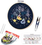 🧵 easy stamped embroidery kit for beginners with pattern, including aid cloth, bamboo hoop, color threads, and other tools - perfect embroidery starter kit for adults & kids logo