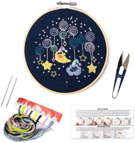 img 4 attached to 🧵 Easy Stamped Embroidery Kit for Beginners with Pattern, Including Aid Cloth, Bamboo Hoop, Color Threads, and Other Tools - Perfect Embroidery Starter Kit for Adults & Kids