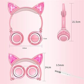 img 3 attached to 🎧 Foldable Adjustable Wired On-Ear Cat Ear Headset for Kids - Boys Girls Teens with 3.5mm Audio Jack, Tangle-Free Stereo, Volume Limited Childrens Headphones for School, Home, and Travel (Peach)