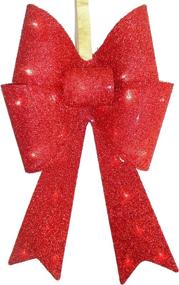 img 2 attached to 20 Inch Red Tinsel Bow with 13 Warm White LED Lights by National Tree - MZBO-20RL-B1