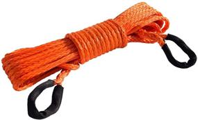 img 4 attached to 🟠 10mm Synthetic Winch Rope Extension - 3/8" Dia., 50ft Length, Towing Cable for Offroad Auto Parts (Orange)