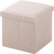 🔲 khaki emumu ottoman storage cube, 11.8-inch folding ottoman with sundries storage, sitting storage stool logo