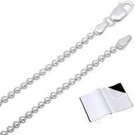 solid .925 sterling silver ball military chain necklace or bracelet - 1mm to 5mm logo