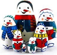 matryoshka family snowmen snowman wooden logo