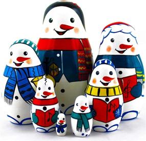 img 4 attached to Matryoshka Family Snowmen Snowman Wooden