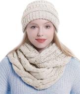 🧣 thick winter infinity knit scarf and beanie hat set for women - women's scarf set logo