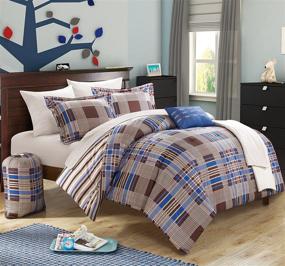 img 4 attached to 🛏️ Chic Home 8 Piece Manchester Plaid Bed in a Bag Comforter Set - Twin XL, Brown