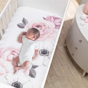 img 2 attached to 🌸 Lambs & Ivy Floral Garden Pink/White Watercolor Cotton Baby Fitted Crib Sheet: Delicate Blooms for a Serene Nursery