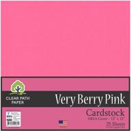 12 x 12 inch very berry pink cardstock - 100lb cover - pack of 25 sheets by clear path paper logo