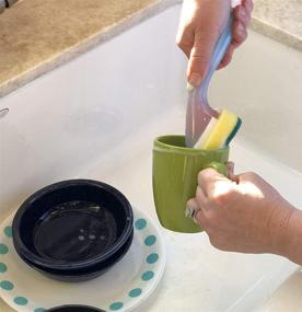 img 2 attached to 🔵 Blue Soap Dispensing Dishwand Bundle: 6 Heavy Duty Sponge Refills + Complimentary Brush