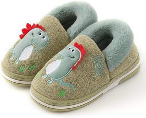img 4 attached to 🦖 Cozy Dinosaur Indoor Slippers: Winter Anti-Slip Shoes for Boys