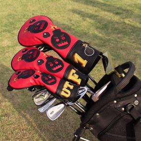 img 3 attached to 🏌️ Bomb Red &amp; Black Driver Fairway Wood Hybrid PU Leather Vintage Golf Club Head Covers by Craftsman Golf