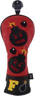 🏌️ bomb red &amp; black driver fairway wood hybrid pu leather vintage golf club head covers by craftsman golf logo