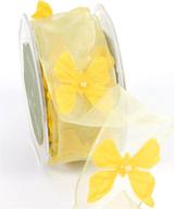 vibrant yellow sheer butterflies ribbon by may arts - 1-1/2-inch wide logo