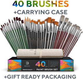 img 3 attached to 🖌️ Premium Artist Paint Brush Set with 40 Brushes & Storage Case - Includes Round and Flat Brushes with Hog, Pony, and Nylon Hair Bristles - Ideal for Acrylics, Watercolor, Gouache, Oil, and Fabric
