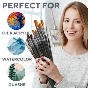 img 1 attached to 🖌️ Premium Artist Paint Brush Set with 40 Brushes & Storage Case - Includes Round and Flat Brushes with Hog, Pony, and Nylon Hair Bristles - Ideal for Acrylics, Watercolor, Gouache, Oil, and Fabric