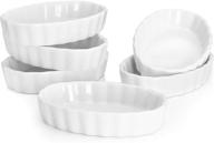 🍮 sweese oval porcelain ramekins - set of 6, 4 ounce for creme brulee, 4.7 x 3.2 x 1 inch, white logo