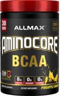 🍍 порошок allmax nutrition aminocore bcaa, 8,18 грамма аминокислот, напиток для восстановления во время и после тренировок, не содержит глютена, ананас и манго, 315 грамм. логотип