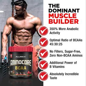 img 2 attached to 🍍 Порошок ALLMAX Nutrition AMINOCORE BCAA, 8,18 грамма Аминокислот, напиток для восстановления во время и после тренировок, не содержит глютена, ананас и манго, 315 грамм.