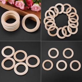 img 1 attached to 🔴 50pcs Unfinished Natural Wooden Round Rings - Perfect for DIY Wood Craft Pendant Connectors, Jewelry Making and More