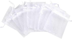 img 3 attached to 🛍️ Medium Organza Bags Jewelry Pouches with Drawstring Closure - 60 PCS Sheer Mesh Candy Favour Bags for Wedding, Party, Christmas, Festival Game, Gift Bags - White, 10 x 15CM