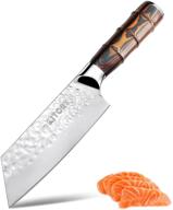 🔪 kitory small kiritsuke chef knife - japanese kitchen slicing knife for meat, sashimi, and vegetables with german hc carbon steel blade, hammered finish, pakkawood handle - perfect cutlery for home & restaurant логотип