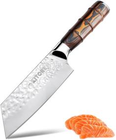 img 4 attached to 🔪 KITORY Small Kiritsuke Chef Knife - Japanese Kitchen Slicing Knife for Meat, Sashimi, and Vegetables with German HC Carbon Steel Blade, Hammered Finish, Pakkawood Handle - Perfect Cutlery for Home & Restaurant