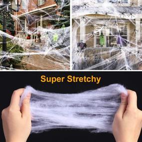 img 3 attached to 🕸️ GABOSS Halloween Stretch Spider Web with 25 Fake Spiders: Perfect Indoor & Outdoor Halloween Decorations"