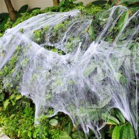 img 1 attached to 🕸️ GABOSS Halloween Stretch Spider Web with 25 Fake Spiders: Perfect Indoor & Outdoor Halloween Decorations"