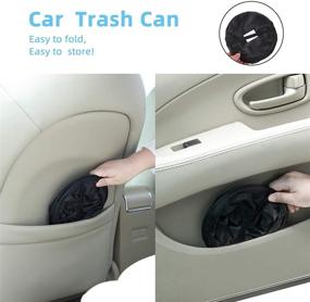 img 2 attached to 🚗 2-Piece Car Trash Can: Portable Garbage Bin & Organizer | Collapsible, Waterproof Bag | Black