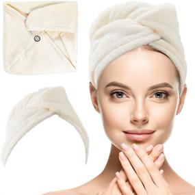 img 4 attached to Grunplus Hair Towel Wrap – High-Quality Cotton Hair Towel – Super Absorbent Cotton Hair Towel – Fast and Effortless Dry Hair Wrap – Frizz-Free Hair Drying Towel – Towel Turban for All Hair Types