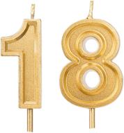 🎂 qj-solar 2.76" gold number 18 birthday candles - 18th cake topper for birthday decorations logo