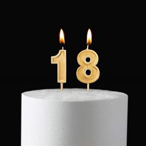 img 3 attached to 🎂 Qj-solar 2.76" Gold Number 18 Birthday Candles - 18th Cake Topper for Birthday Decorations