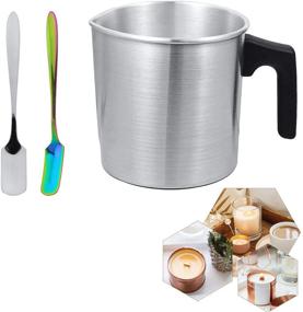 img 4 attached to 🕯️ PAFUWEI Candle Making Pouring Pot: 2 Pounds DIY Wax Melting Kit with Dripless Pouring Spout, Aluminum Construction and Heat-Resisting Handle