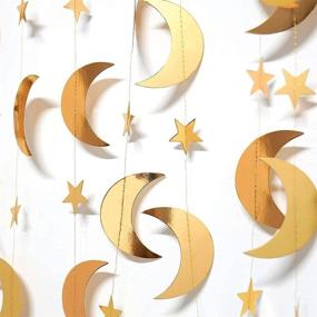 img 4 attached to 🌟 Decor365 Gold Star Moon Garland Hanging Streamers Banner Backdrop – Perfect for Twinkle Little Star Party Decoration, First Birthday, Baby Shower, Wedding, Kids Room, Nursery, Ramadan EID, Graduation Decor