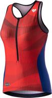 my kilometre women's tri singlet: stylish racerback triathlon tank with back pockets for optimal performance logo