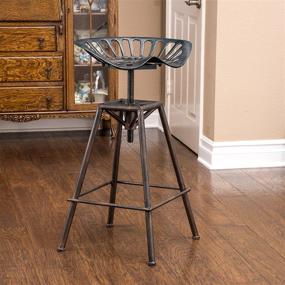 img 3 attached to 🪑 Chapman Saddle Barstool by Christopher Knight Home - Sleek Black Brush Copper Design