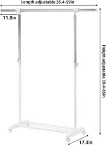 img 3 attached to LiaMeE Free Standing Clothing Rack: Adjustable & Organizer with Shelf, Grid, and Wheels - Easy Assembly, White & Chrome