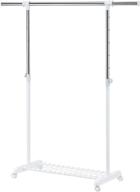 liamee free standing clothing rack: adjustable & organizer with shelf, grid, and wheels - easy assembly, white & chrome logo