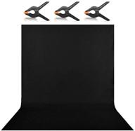 hemmotop 6 x 9ft black backdrop: premium polyester fabric screen for photography, parties, and weddings, with 3 x backdrop clip clamps logo