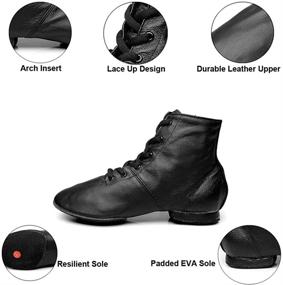 img 3 attached to MSMAX Lace-up Jazz Boots - Split Sole Black Dance Sneakers for Women