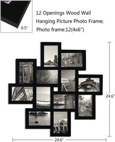 img 3 attached to 🖼️ Adeco Decorative Black Wood Wall Hanging Collage Picture Photo Frame with 12 Openings for 4x6 Photos