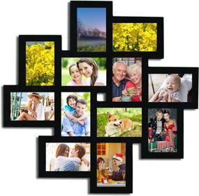 img 4 attached to 🖼️ Adeco Decorative Black Wood Wall Hanging Collage Picture Photo Frame with 12 Openings for 4x6 Photos