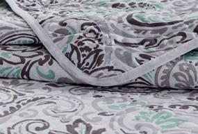 img 2 attached to 🛏️ Masterplay 3-Piece Fine Printed Quilt Set - Full Size Bedspread Coverlet in 86"x90" - Grey, Dark Grey, Aqua, Blue, Paisley Design