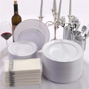 img 1 attached to 🍽️ WELLIFE 72-Piece Silver Plastic Dinner Plates - 10.25" Disposable Plates, Premium Hard Plastic Lunch Plates for Wedding and Parties