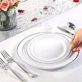 img 2 attached to 🍽️ WELLIFE 72-Piece Silver Plastic Dinner Plates - 10.25" Disposable Plates, Premium Hard Plastic Lunch Plates for Wedding and Parties